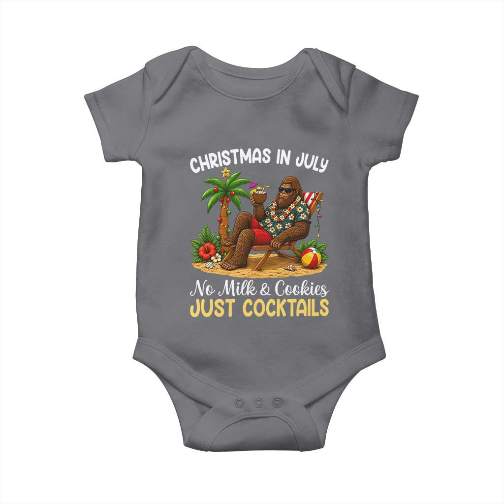 Funny Christmas In July Bigfoot Baby Onesie No Milk And Cookies Just Cocktails TS12 Charcoal Print Your Wear