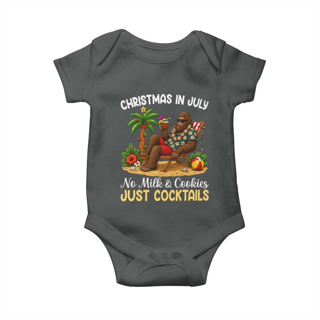 Funny Christmas In July Bigfoot Baby Onesie No Milk And Cookies Just Cocktails TS12 Dark Heather Print Your Wear
