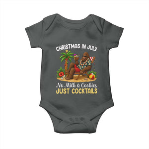 Funny Christmas In July Bigfoot Baby Onesie No Milk And Cookies Just Cocktails TS12 Dark Heather Print Your Wear