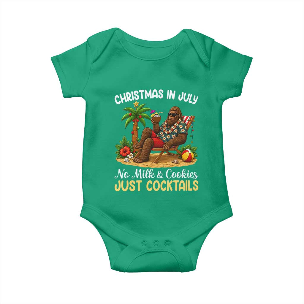 Funny Christmas In July Bigfoot Baby Onesie No Milk And Cookies Just Cocktails TS12 Irish Green Print Your Wear