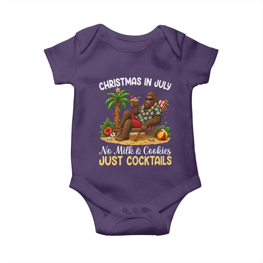 Funny Christmas In July Bigfoot Baby Onesie No Milk And Cookies Just Cocktails TS12 Purple Print Your Wear