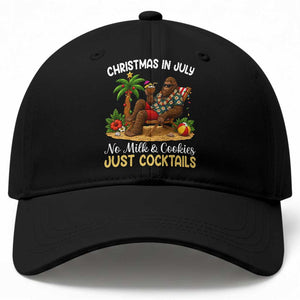 Funny Christmas In July Bigfoot Baseball Cap No Milk And Cookies Just Cocktails TS12 Print Your Wear