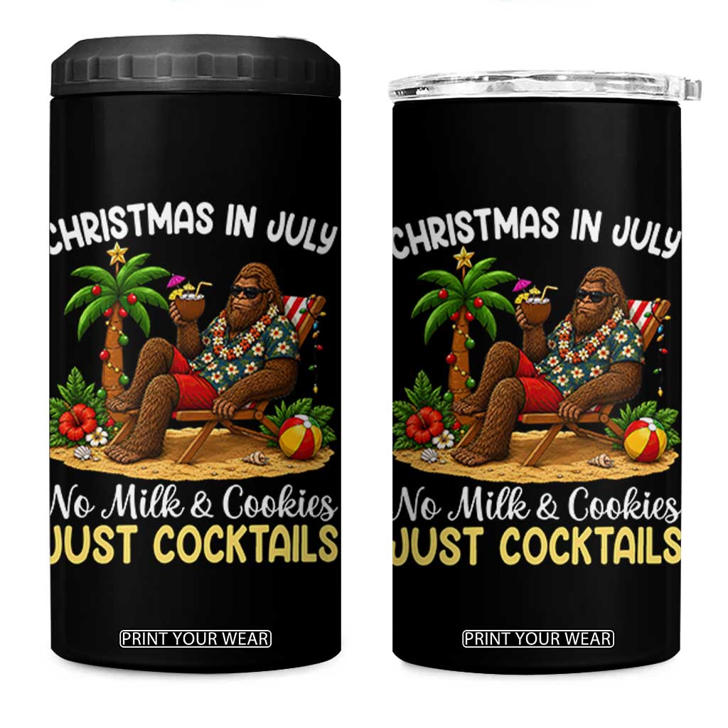 Funny Christmas In July Bigfoot 4 in 1 Can Cooler Tumbler No Milk And Cookies Just Cocktails TS12 One Size: 16 oz Black Print Your Wear