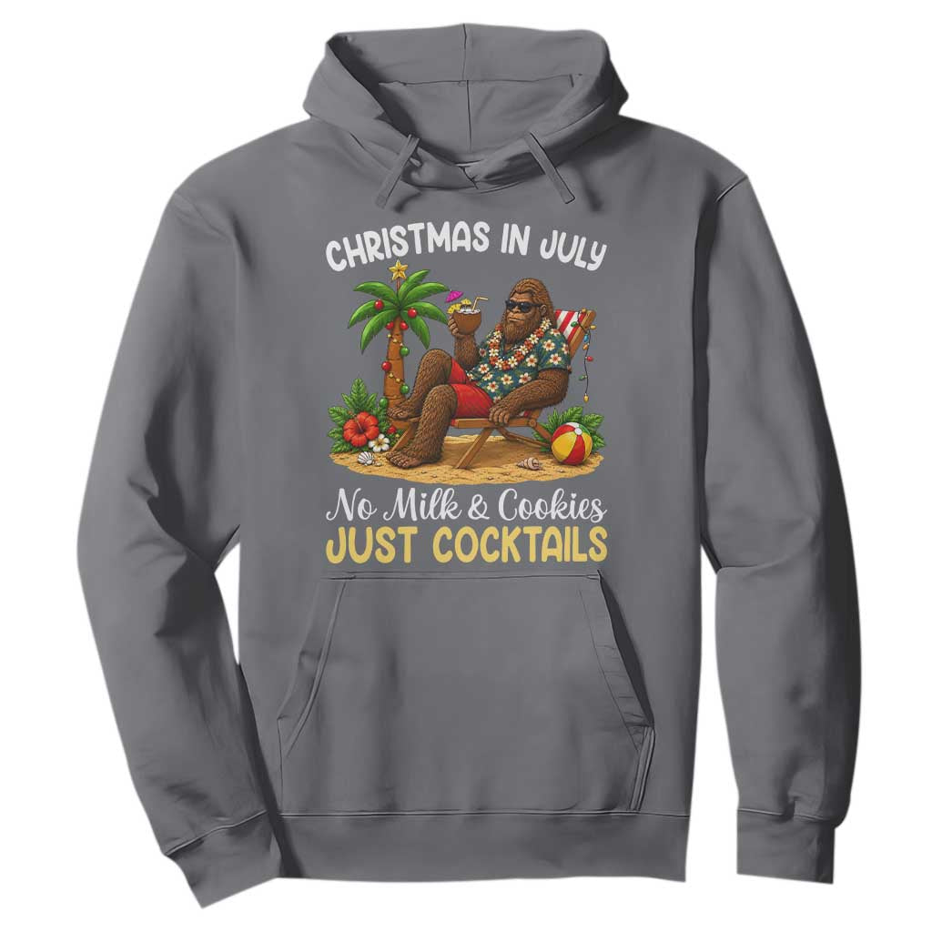 Funny Christmas In July Bigfoot Hoodie No Milk And Cookies Just Cocktails TS12 Charcoal Print Your Wear