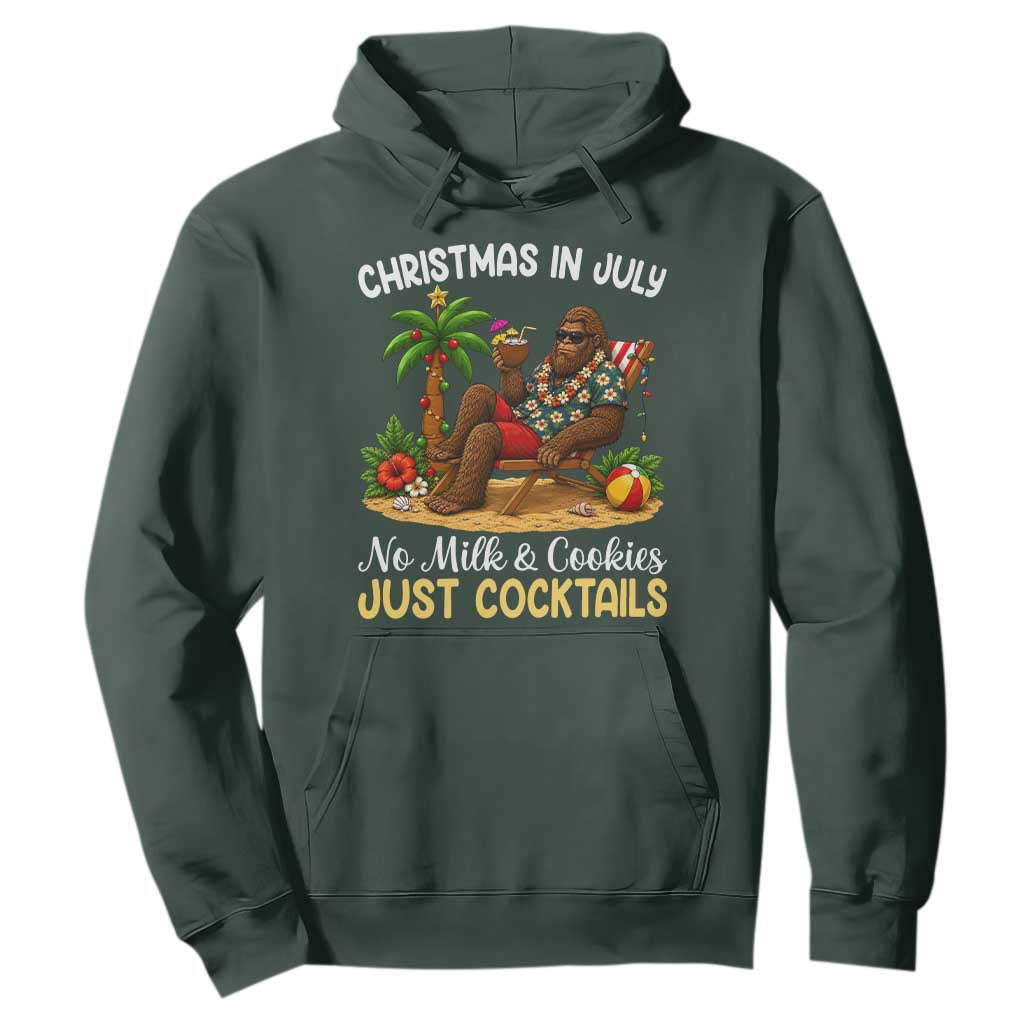 Funny Christmas In July Bigfoot Hoodie No Milk And Cookies Just Cocktails TS12 Dark Forest Green Print Your Wear