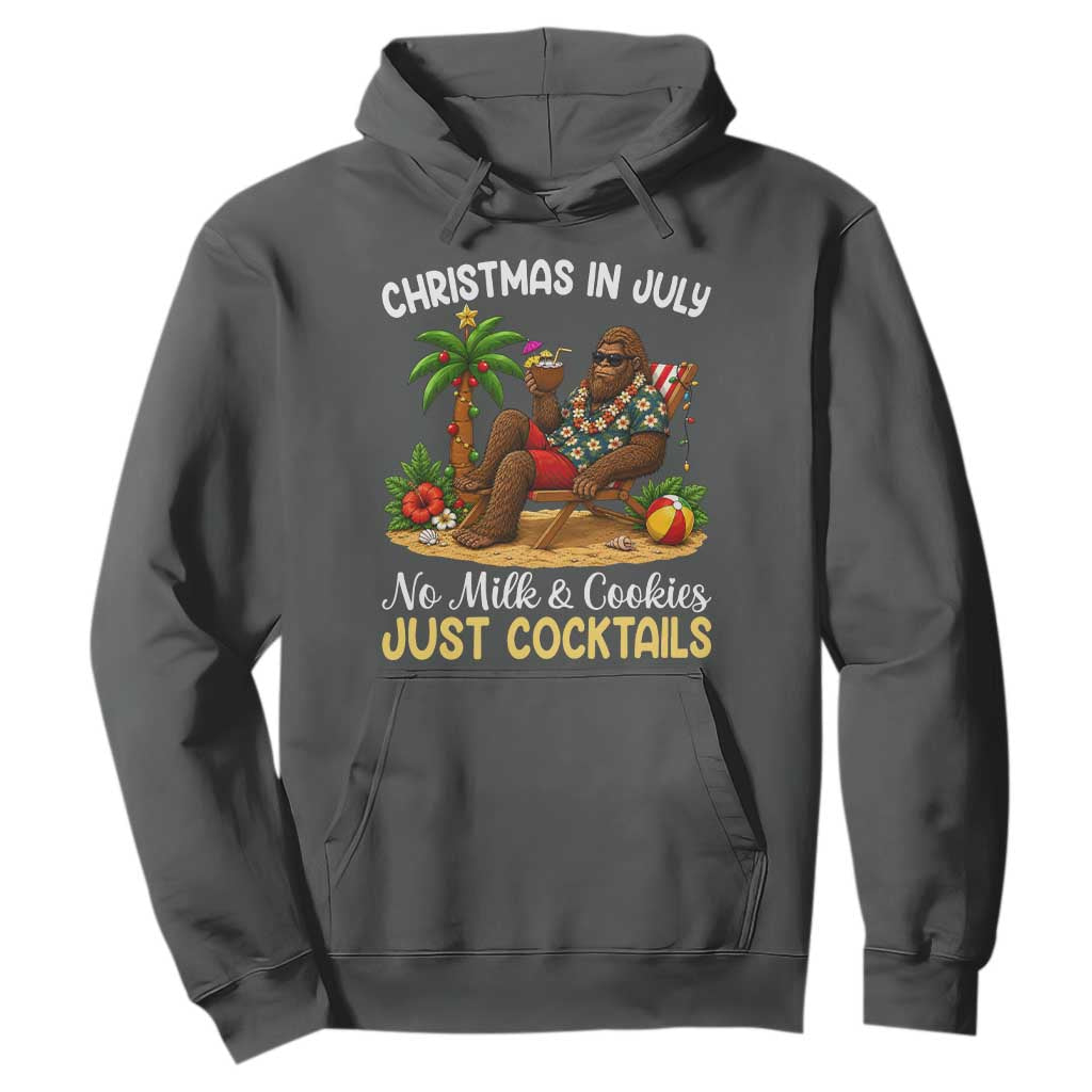 Funny Christmas In July Bigfoot Hoodie No Milk And Cookies Just Cocktails TS12 Dark Heather Print Your Wear