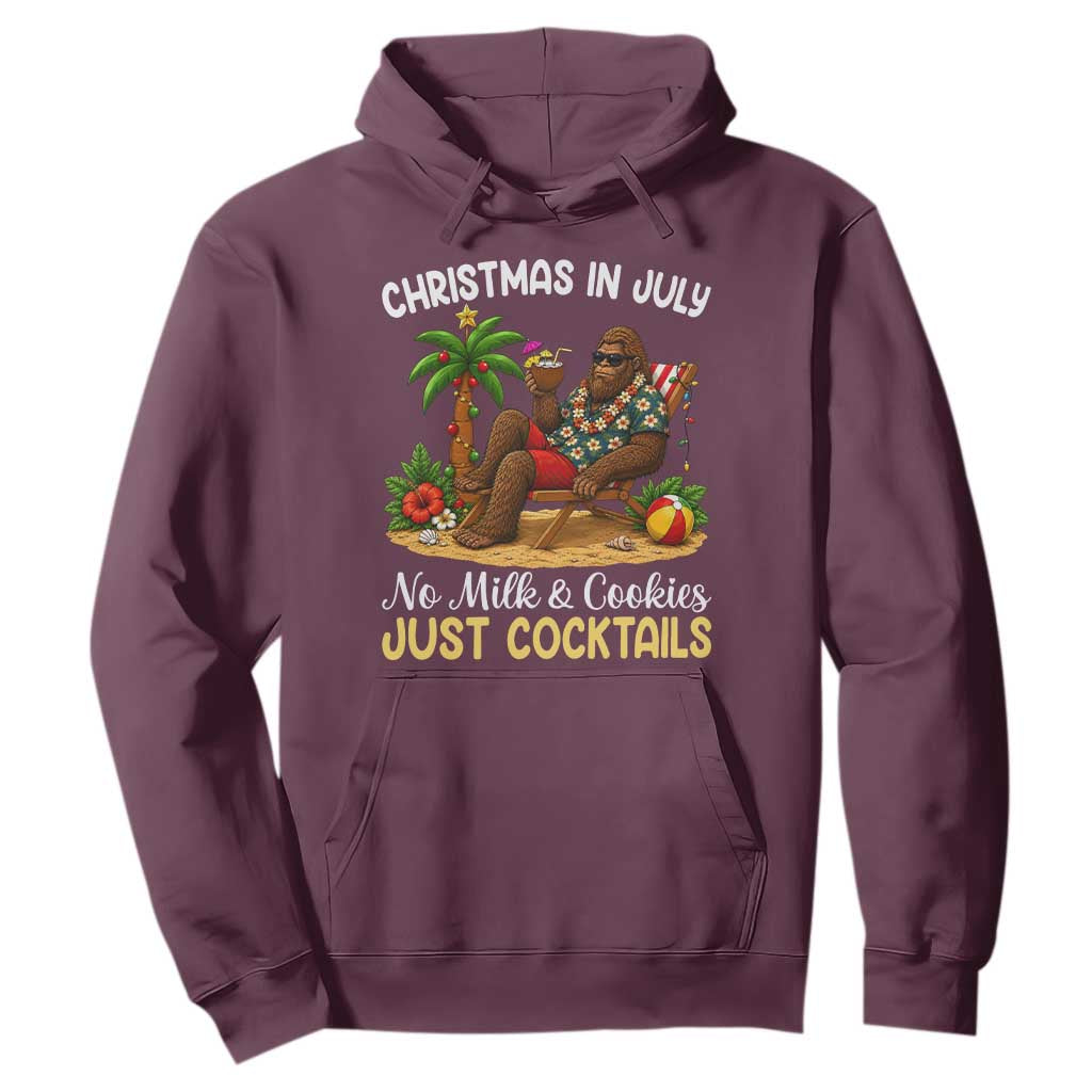 Funny Christmas In July Bigfoot Hoodie No Milk And Cookies Just Cocktails TS12 Maroon Print Your Wear