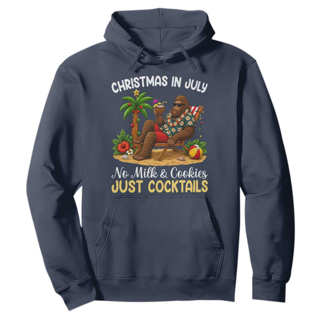 Funny Christmas In July Bigfoot Hoodie No Milk And Cookies Just Cocktails TS12 Navy Print Your Wear