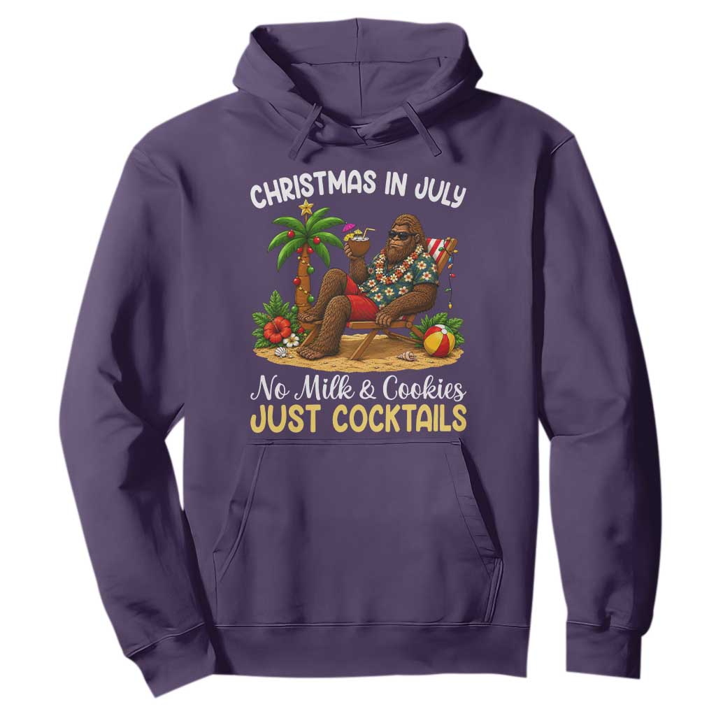 Funny Christmas In July Bigfoot Hoodie No Milk And Cookies Just Cocktails TS12 Purple Print Your Wear