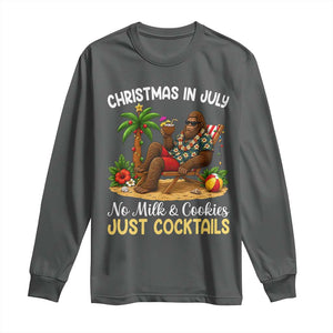 Funny Christmas In July Bigfoot Long Sleeve Shirt No Milk And Cookies Just Cocktails TS12 Dark Heather Print Your Wear