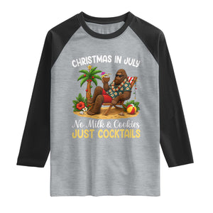 Funny Christmas In July Bigfoot Raglan Shirt No Milk And Cookies Just Cocktails TS12 Heather Gray Black Print Your Wear