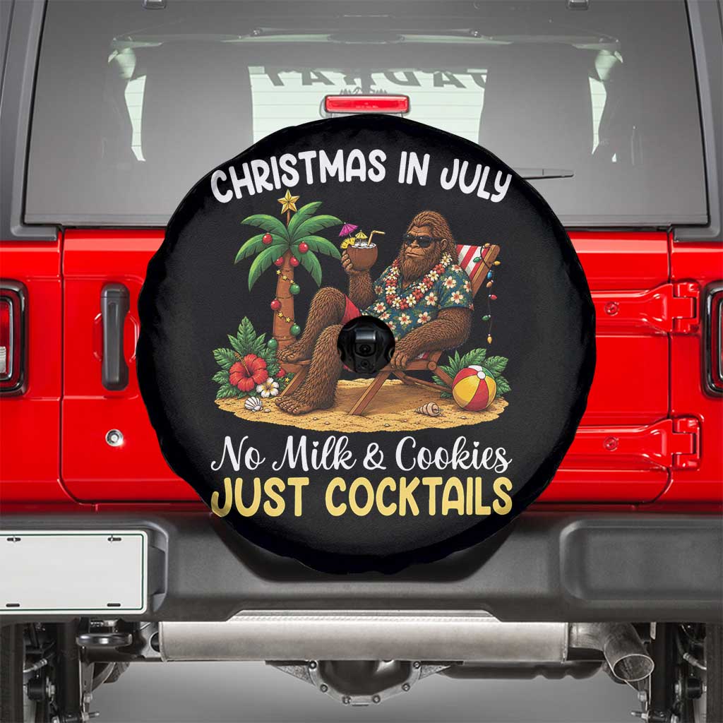 Funny Christmas In July Bigfoot Spare Tire Cover No Milk And Cookies Just Cocktails TS12 Black Print Your Wear