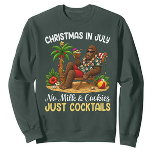 Funny Christmas In July Bigfoot Sweatshirt No Milk And Cookies Just Cocktails TS12 Dark Forest Green Print Your Wear