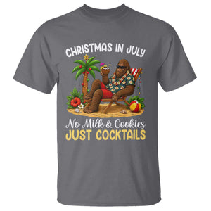 Funny Christmas In July Bigfoot T Shirt No Milk And Cookies Just Cocktails TS12 Charcoal Print Your Wear