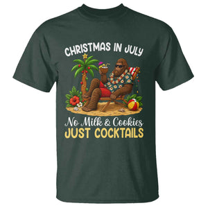 Funny Christmas In July Bigfoot T Shirt No Milk And Cookies Just Cocktails TS12 Dark Forest Green Print Your Wear