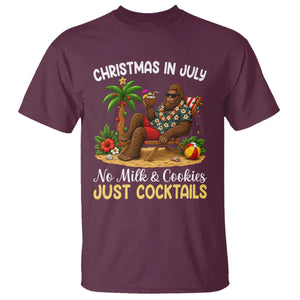 Funny Christmas In July Bigfoot T Shirt No Milk And Cookies Just Cocktails TS12 Maroon Print Your Wear