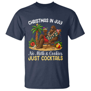 Funny Christmas In July Bigfoot T Shirt No Milk And Cookies Just Cocktails TS12 Navy Print Your Wear