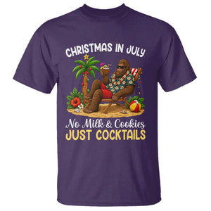 Funny Christmas In July Bigfoot T Shirt No Milk And Cookies Just Cocktails TS12 Purple Print Your Wear