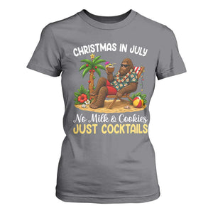 Funny Christmas In July Bigfoot T Shirt For Women No Milk And Cookies Just Cocktails TS12 Charcoal Print Your Wear