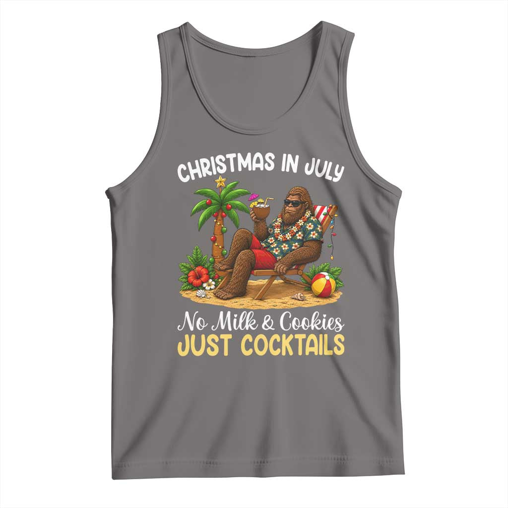 Funny Christmas In July Bigfoot Tank Top No Milk And Cookies Just Cocktails TS12 Deep Heather Print Your Wear