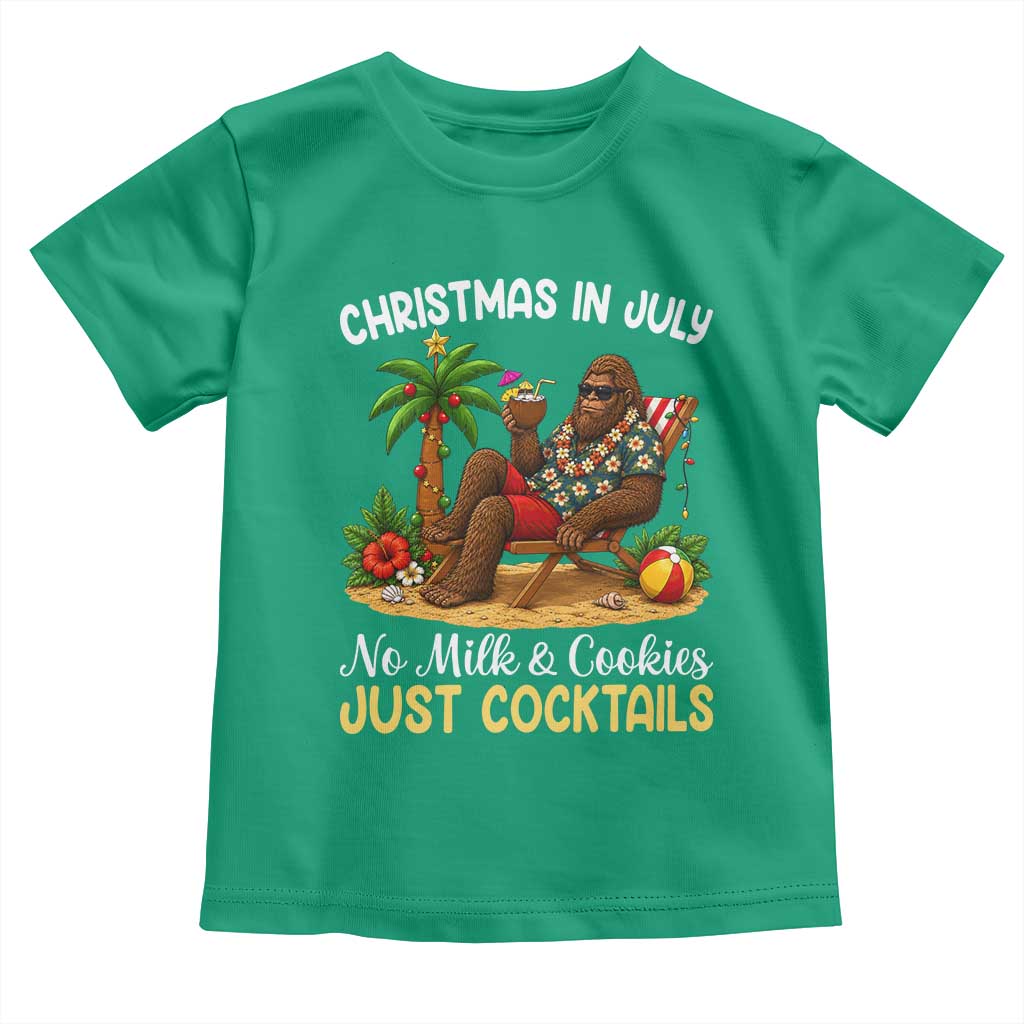 Funny Christmas In July Bigfoot Toddler T Shirt No Milk And Cookies Just Cocktails TS12 Irish Green Print Your Wear