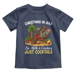 Funny Christmas In July Bigfoot Toddler T Shirt No Milk And Cookies Just Cocktails TS12 Navy Print Your Wear