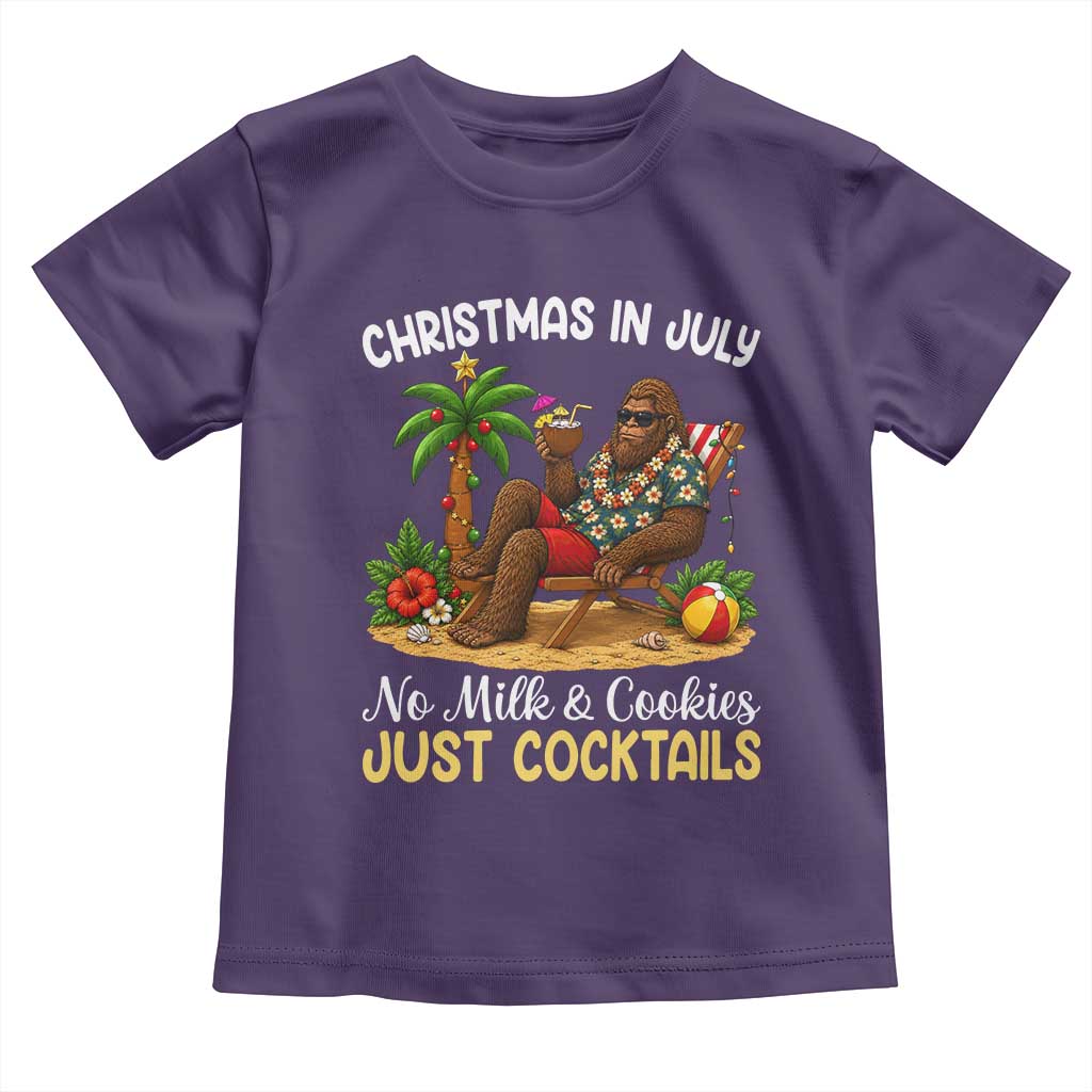 Funny Christmas In July Bigfoot Toddler T Shirt No Milk And Cookies Just Cocktails TS12 Purple Print Your Wear