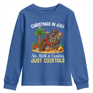 Funny Christmas In July Bigfoot Youth Sweatshirt No Milk And Cookies Just Cocktails TS12 Royal Blue Print Your Wear