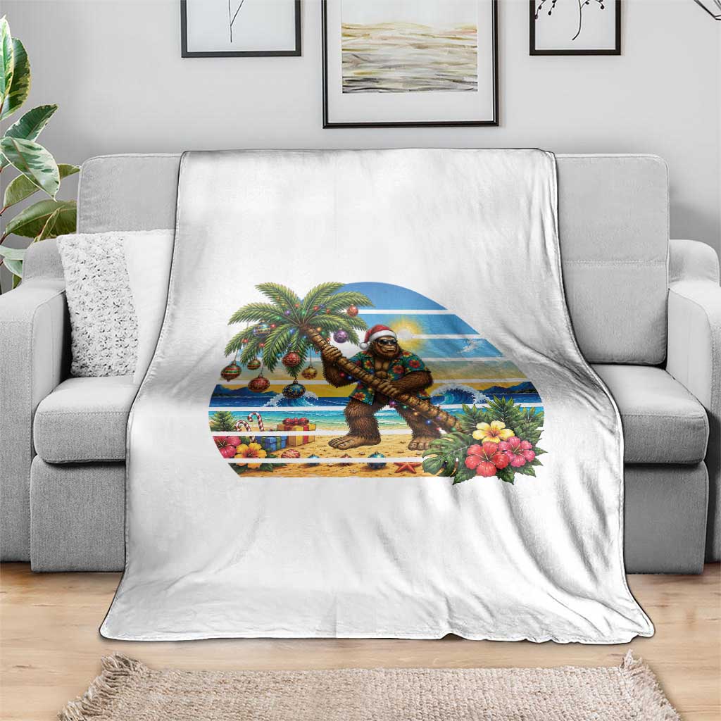 Funny Christmas In July Bigfoot Throw Blanket Tropical Vacation Graphic TS12 Print Your Wear