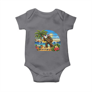 Funny Christmas In July Bigfoot Baby Onesie Tropical Vacation Graphic TS12 Charcoal Print Your Wear