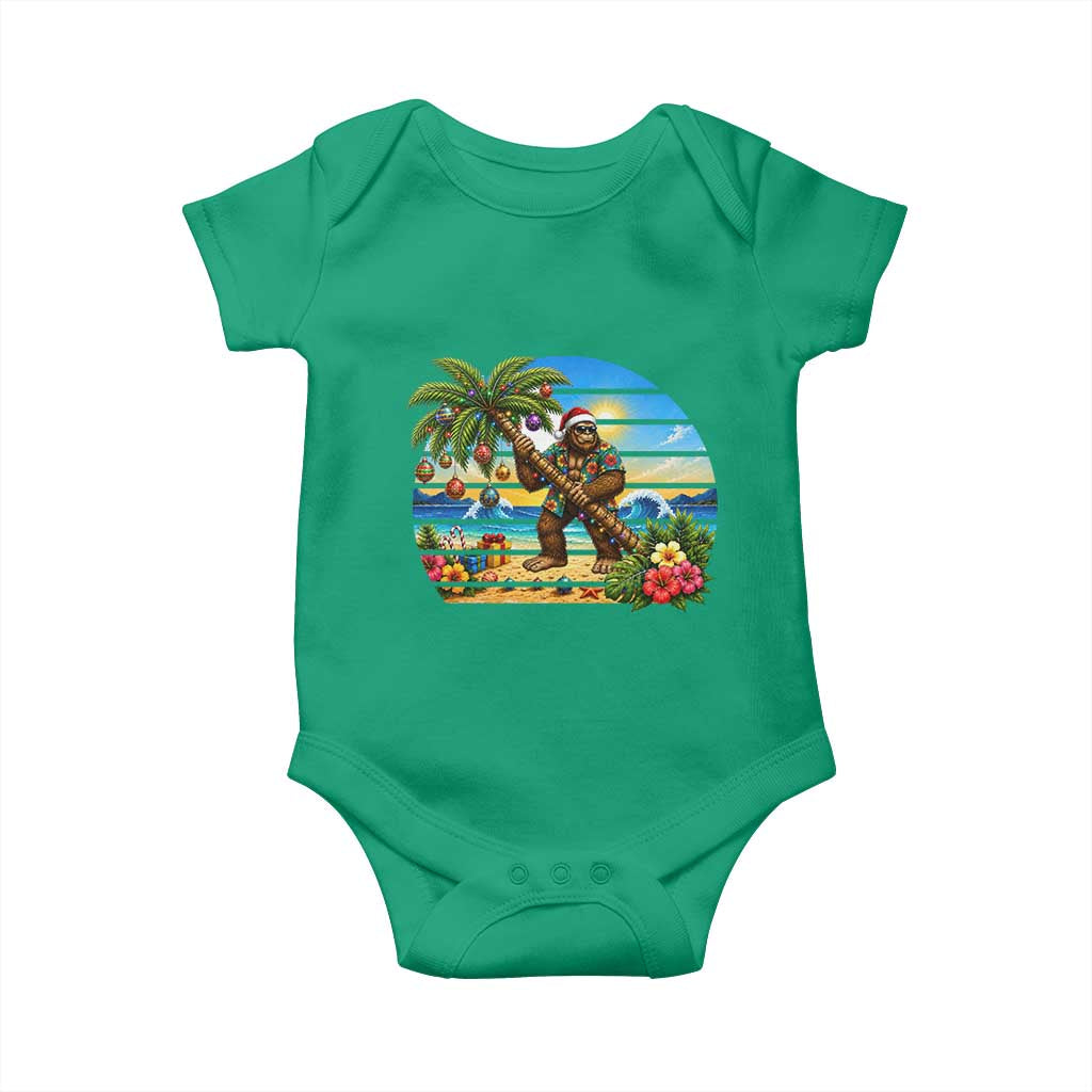 Funny Christmas In July Bigfoot Baby Onesie Tropical Vacation Graphic TS12 Irish Green Print Your Wear