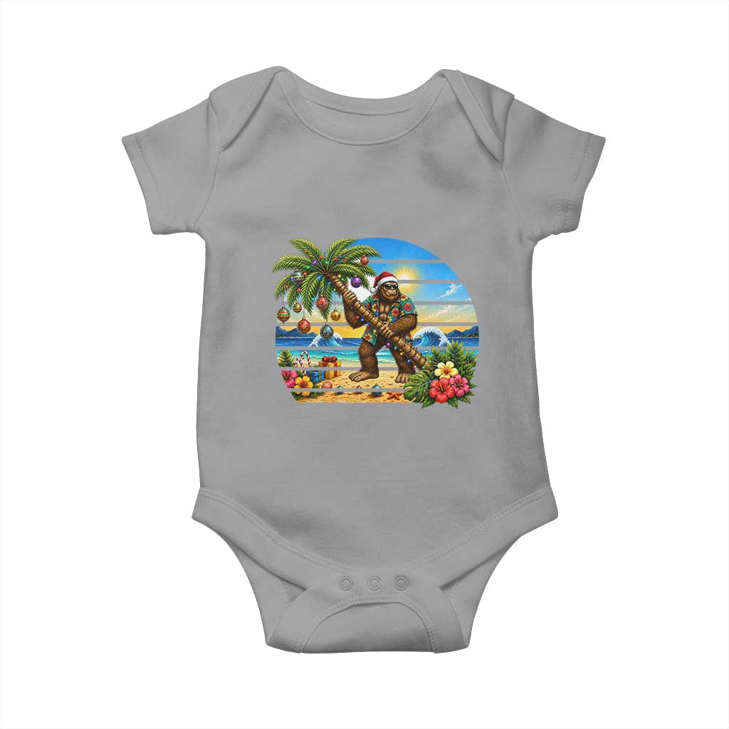 Funny Christmas In July Bigfoot Baby Onesie Tropical Vacation Graphic TS12 Sport Gray Print Your Wear