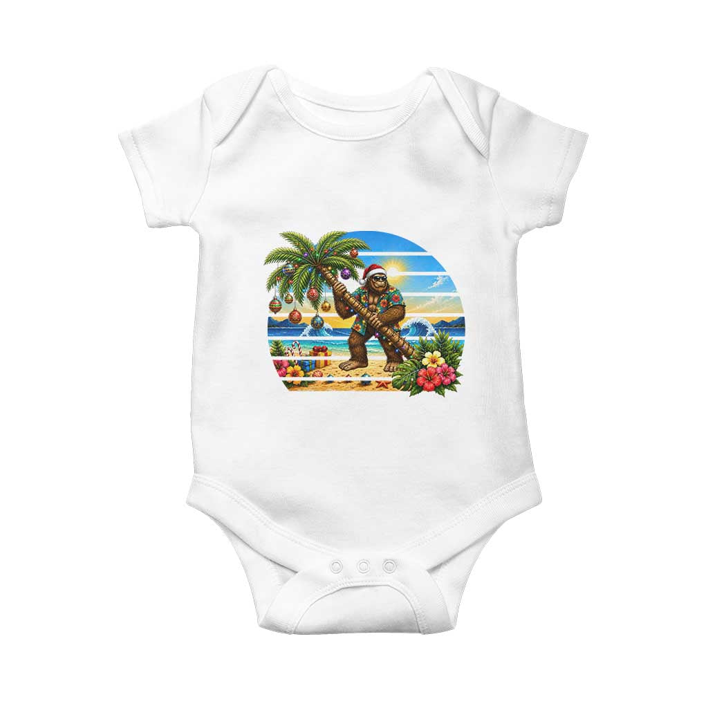 Funny Christmas In July Bigfoot Baby Onesie Tropical Vacation Graphic TS12 White Print Your Wear