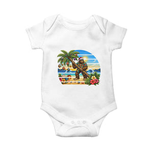Funny Christmas In July Bigfoot Baby Onesie Tropical Vacation Graphic TS12 White Print Your Wear