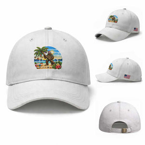 Funny Christmas In July Bigfoot Baseball Cap Tropical Vacation Graphic TS12 Baseball Cap Universal Fit White Print Your Wear