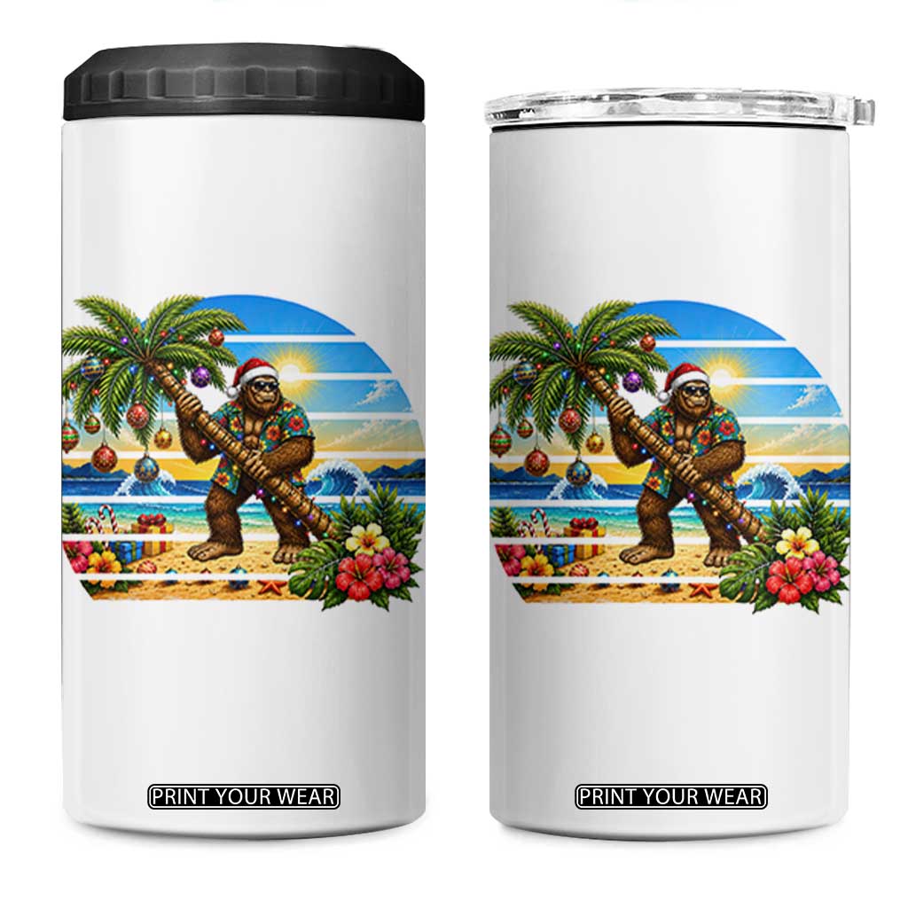 Funny Christmas In July Bigfoot 4 in 1 Can Cooler Tumbler Tropical Vacation Graphic TS12 One Size: 16 oz White Print Your Wear