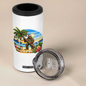 Funny Christmas In July Bigfoot 4 in 1 Can Cooler Tumbler Tropical Vacation Graphic TS12 Print Your Wear