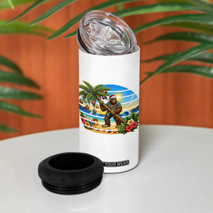 Funny Christmas In July Bigfoot 4 in 1 Can Cooler Tumbler Tropical Vacation Graphic TS12 Print Your Wear