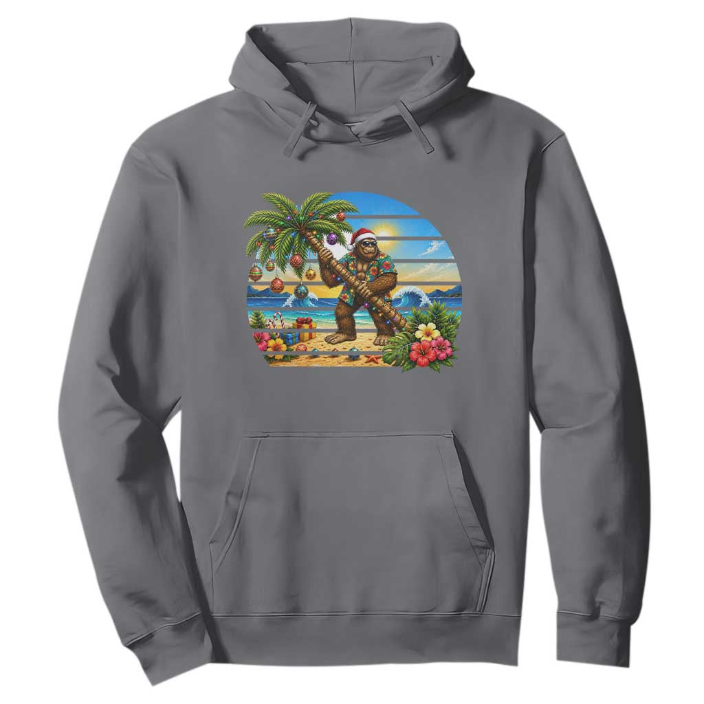 Funny Christmas In July Bigfoot Hoodie Tropical Vacation Graphic