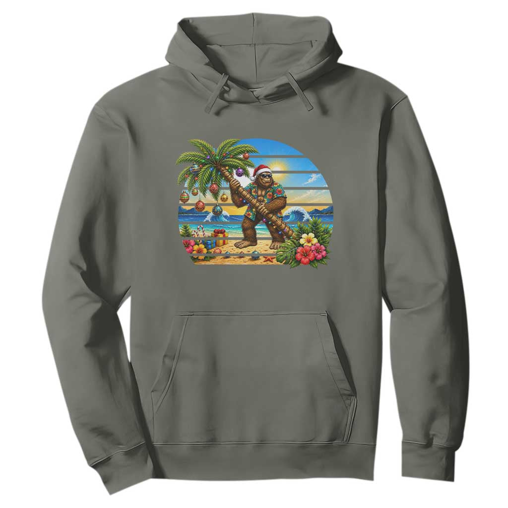 Funny Christmas In July Bigfoot Hoodie Tropical Vacation Graphic