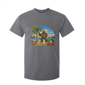 Funny Christmas In July Bigfoot T Shirt For Kid Tropical Vacation Graphic TS12 Charcoal Print Your Wear