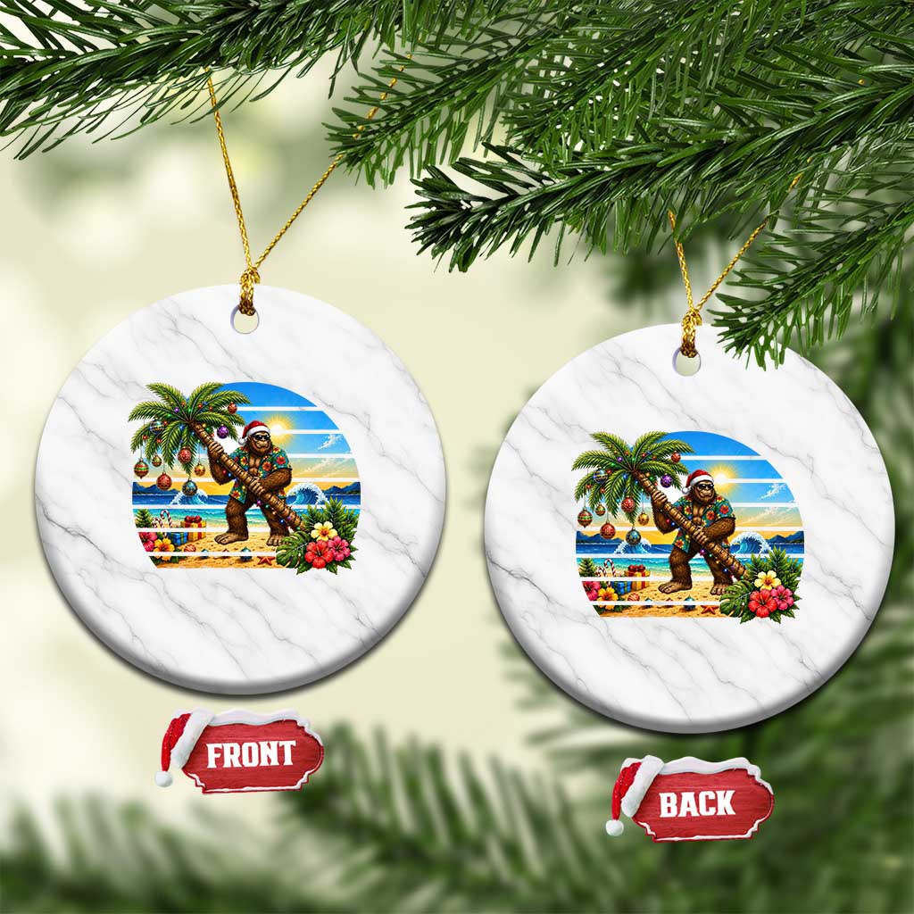 Funny Christmas In July Bigfoot Ceramic Ornament Tropical Vacation Graphic TS12 1pc White Marble Print Your Wear