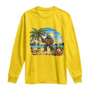 Funny Christmas In July Bigfoot Long Sleeve Shirt Tropical Vacation Graphic TS12 Daisy Print Your Wear
