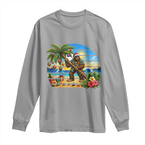 Funny Christmas In July Bigfoot Long Sleeve Shirt Tropical Vacation Graphic TS12 Sport Gray Print Your Wear