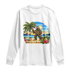Funny Christmas In July Bigfoot Long Sleeve Shirt Tropical Vacation Graphic TS12 White Print Your Wear