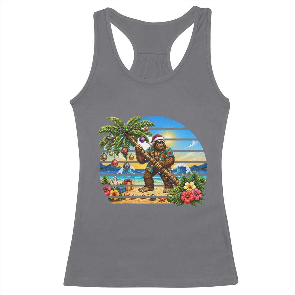 Funny Christmas In July Bigfoot Racerback Tank Top Tropical Vacation Graphic TS12 Charcoal Print Your Wear
