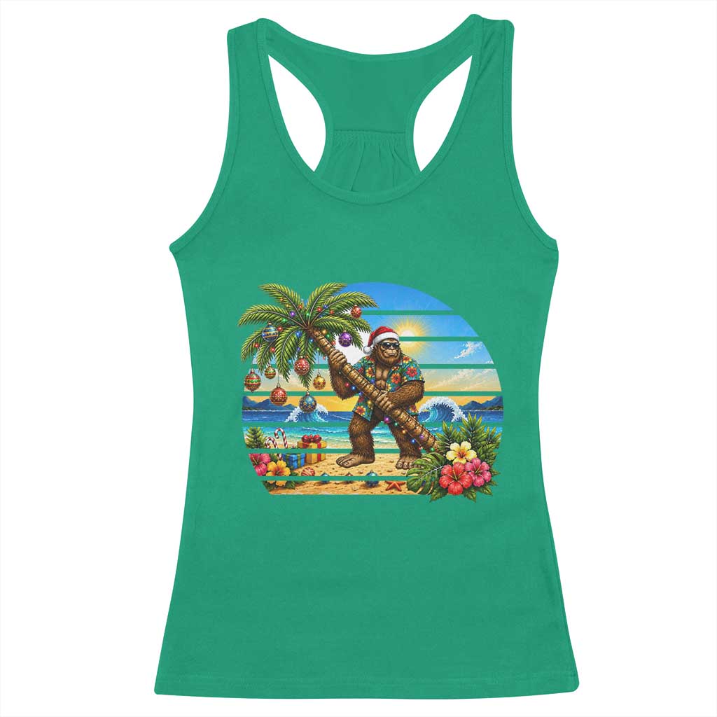 Funny Christmas In July Bigfoot Racerback Tank Top Tropical Vacation Graphic TS12 Irish Green Print Your Wear