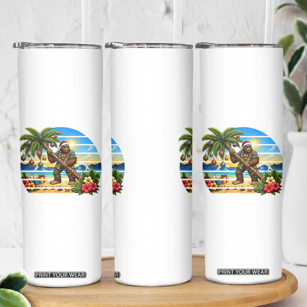 Funny Christmas In July Bigfoot Skinny Tumbler Tropical Vacation Graphic TS12 Print Your Wear