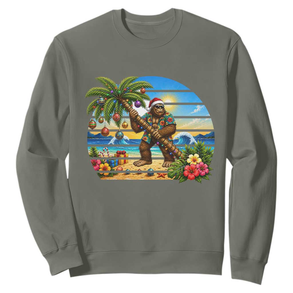 Funny Christmas In July Bigfoot Sweatshirt Tropical Vacation Graphic