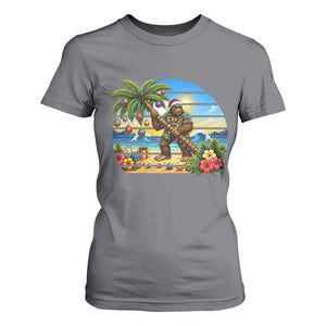 Funny Christmas In July Bigfoot T Shirt For Women Tropical Vacation Graphic